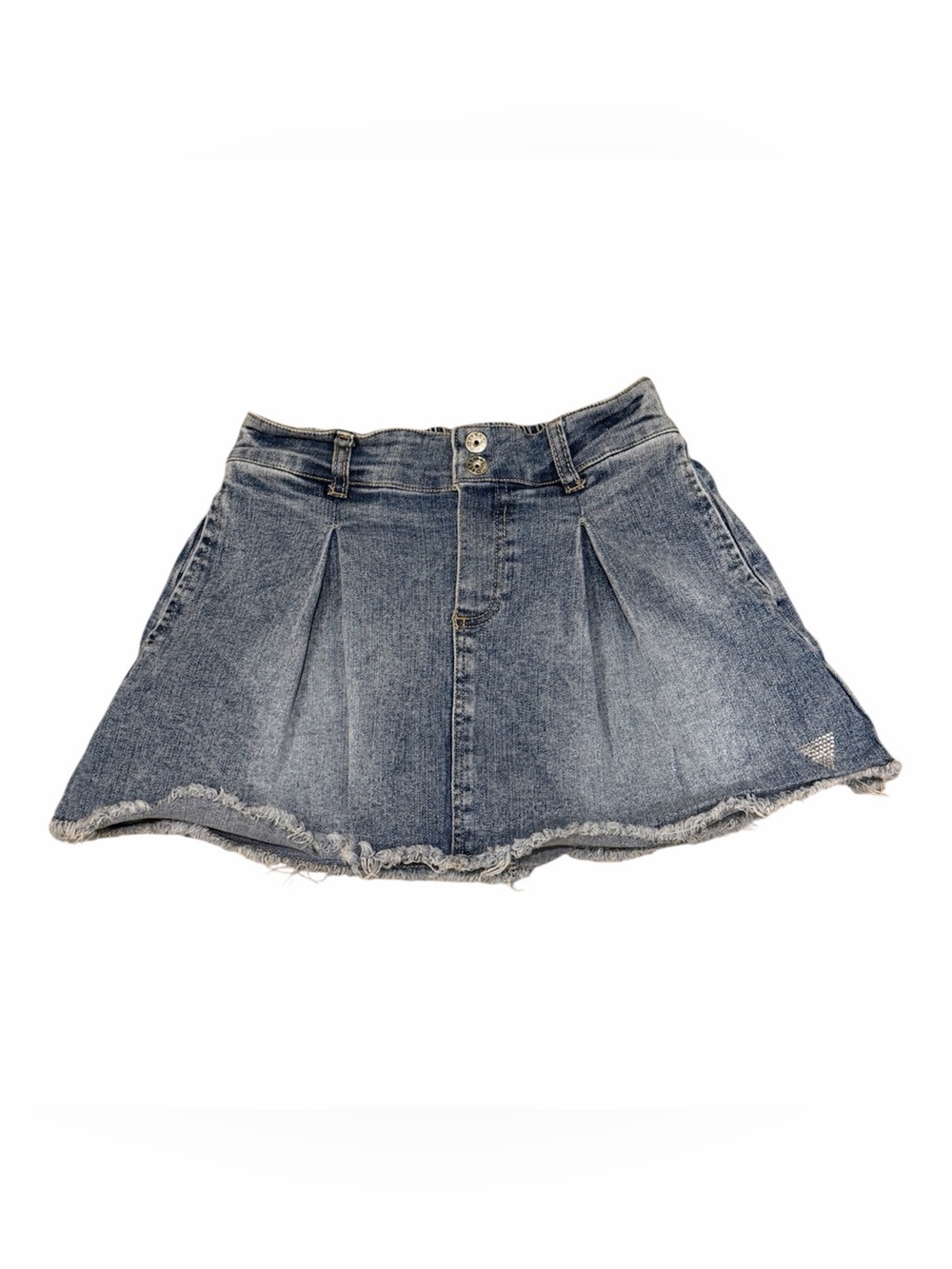 Guess Kids Blue Denim Skirt with Rhinestone Logo Girls Size 10